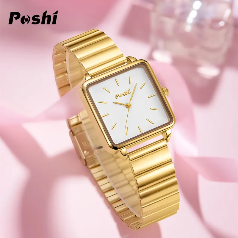 POSHI Quartz Watch for Women Waterproof Alloy Strap Women\'s Watches Casual Ladies Bracelet Original Brand Wristwatch reloj mujer