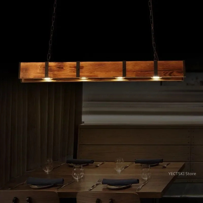 

GHEUVNJ Industrial style American retro restaurant pendant lights, clothing, coffee shops, bars, creative solid wood antique li