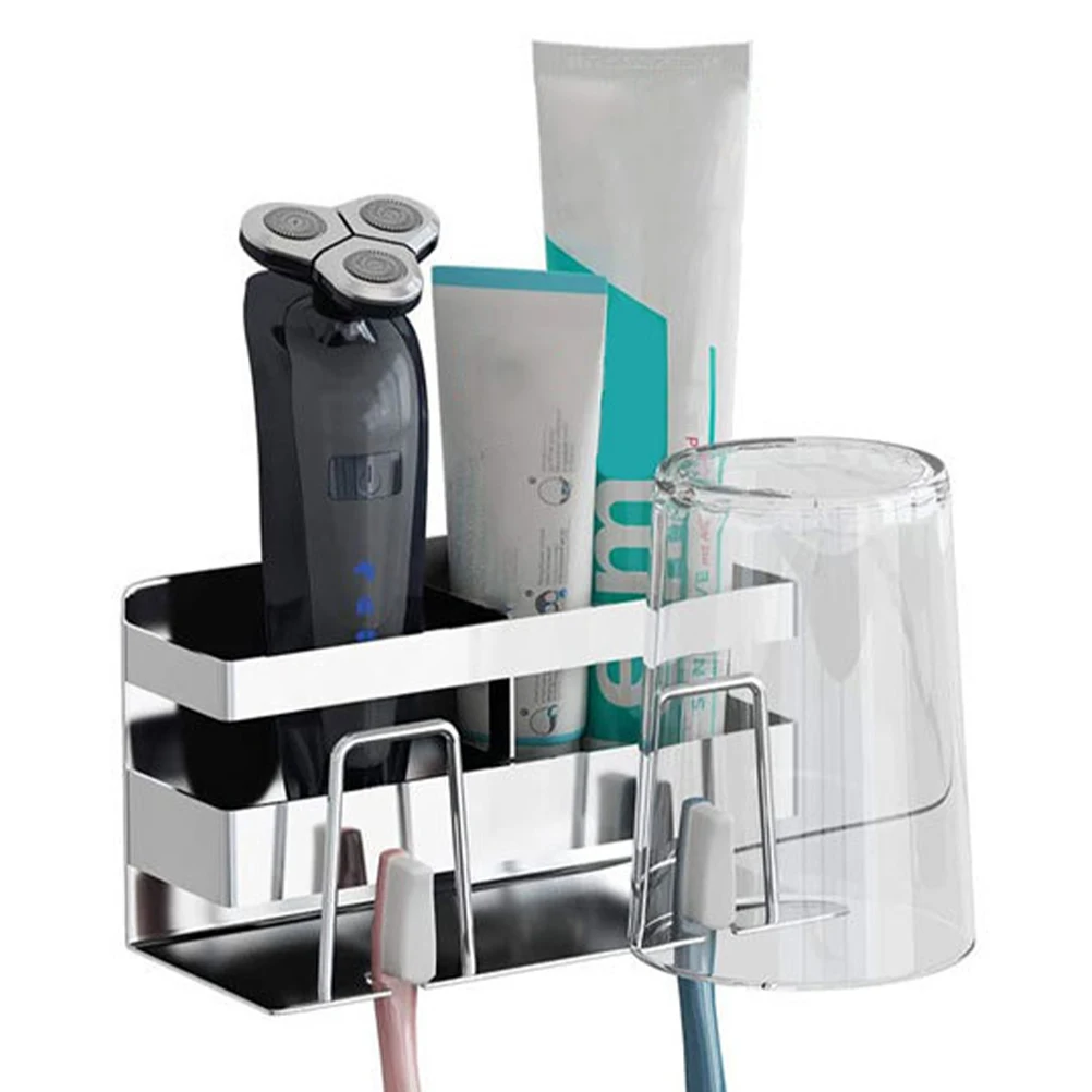 

Stainless Steel Toothbrush Holder Rack Bathroom ganizer Adhesive Wall Mounted Storage Shelf Travel Toothpaste St Separate Cross