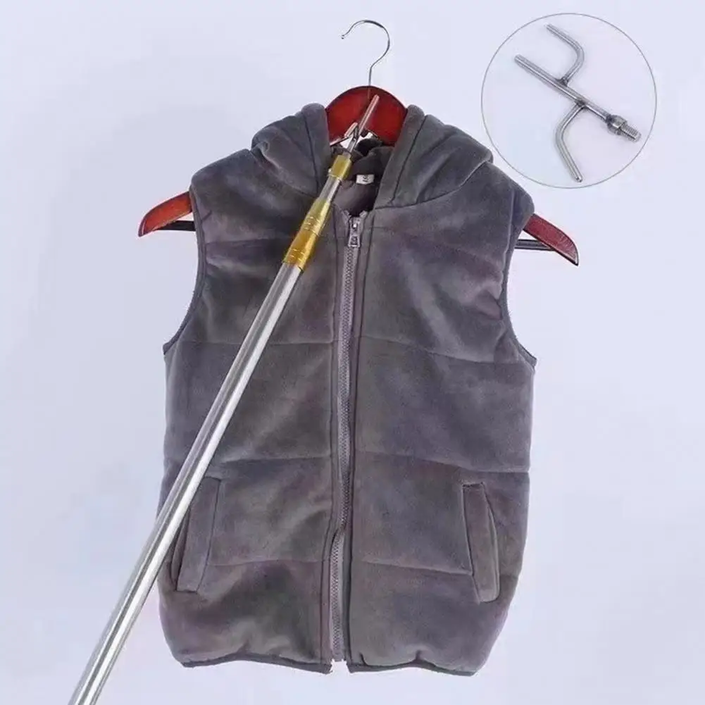 70-143cm Stainless Steel Telescopic Capture Pole With Pickup Hook Curtain Puller Clothes Dryer Fishing Net Puller Home Pools