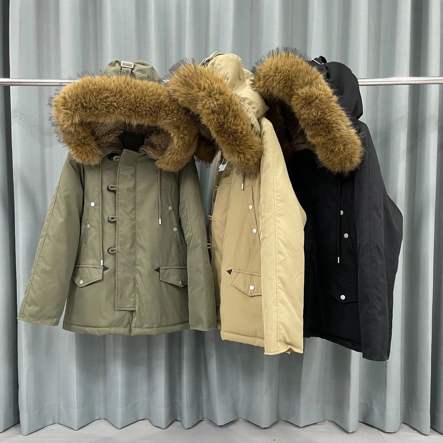 New Korean Women Down Coats Solid Loose Casual Hooded Down Jacket Detachable Collar Female Parka Autumn Winter 2026