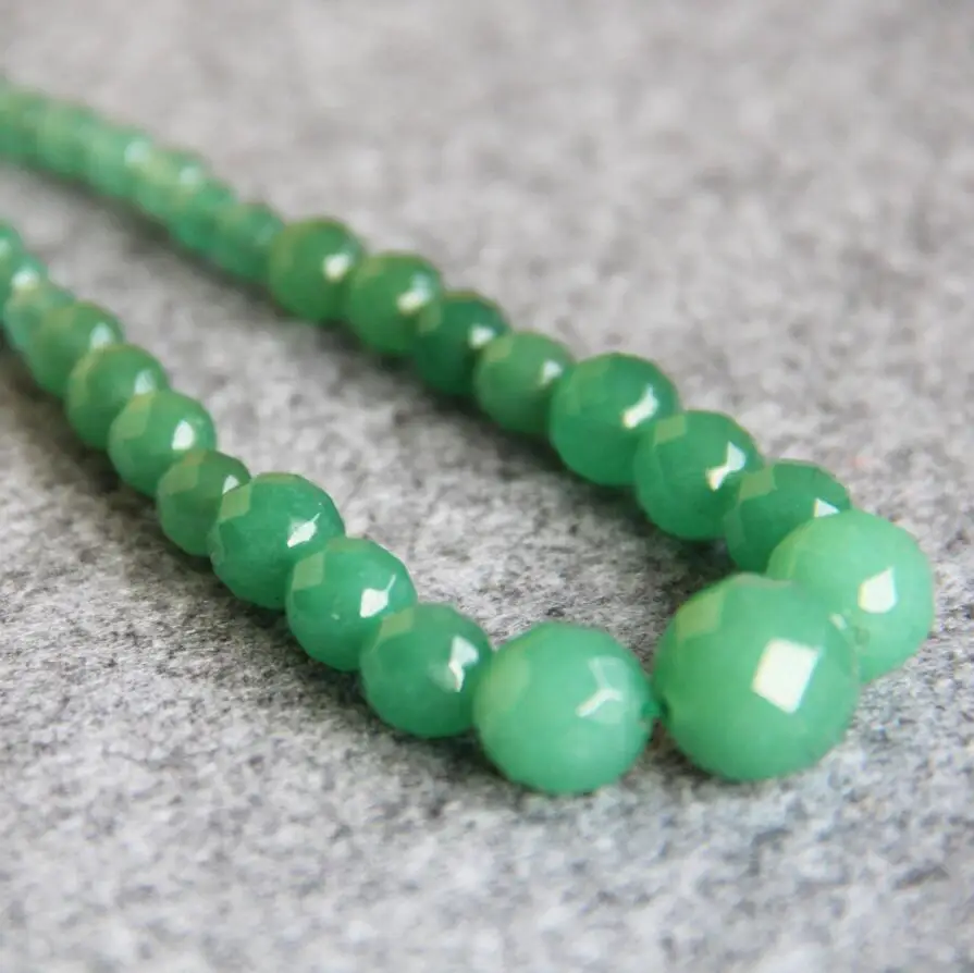 

6-14mm Natural Green Emerald Necklace women girls Jasper beads Round wholesale stones Beads Jewelry making design