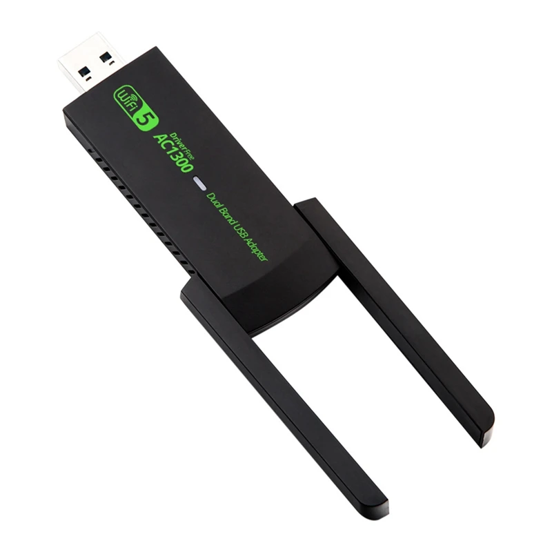 Adaptor Wifi USB 3.0 Mbps nirkabel, adaptor Wifi USB 1300Mbps kartu jaringan Dual Band 2.4G/5Ghz untuk Desktop Laptop PC