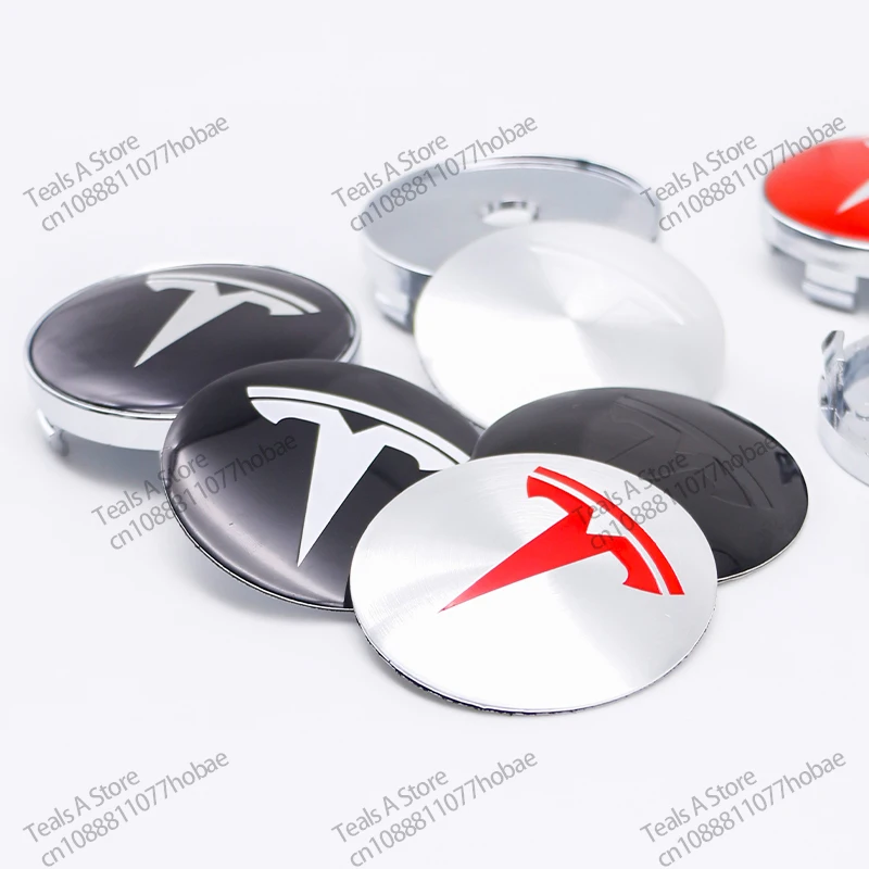 4pcs/set 60mm tesla Car Wheel Center Hub Cap Cover Emblems Sticker Car Logo car styling accessories for Tesla Model 3 Y S X