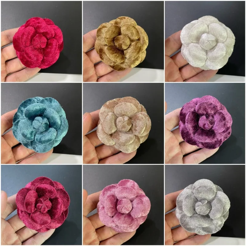 

6.6cm Velvet Ice Flower Camellia Brooch for Women's High End Luxury Accessories Pins Party Banquet Gift Corsage