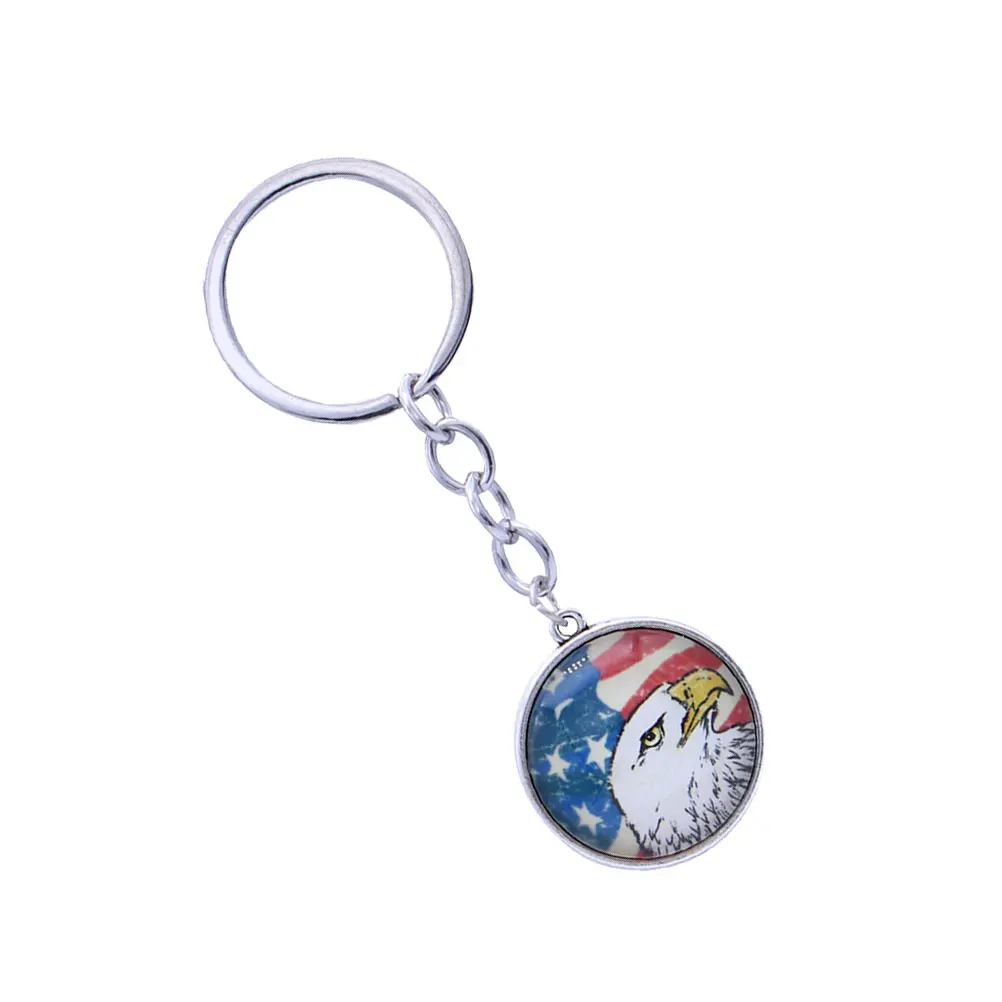 

6pcs American Flag Keychain Durable Creative Ring Banner Ornament Pendant for Bag Cellphone Car Key Decoration Gift