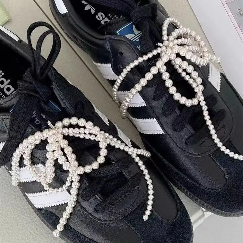 1 Pc Pearl Bow Shoe Buckle Ornaments Men Women Personality Shoelace Buckle Silver White Decorative Pendant Shoelace Accessories