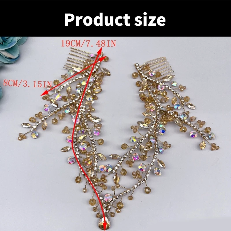 

Rhinestones Crystal Hair Comb Jewelry Bridal Modern Headdress Blingbling Forehead Jewelry Bride Wedding Party