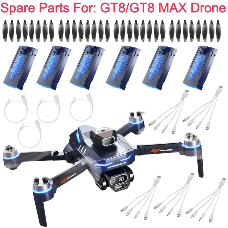 GT8 Dron Battery GT8 MAX Screen Drone Battery Blades 3.7 1300mAh Battery For GT8/GT8 MAX Drone Accessories Propeller