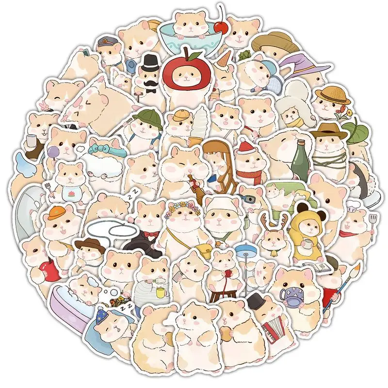 10/60PCS 귀여운 크리 에이 티브 애완 동물 햄스터 낙서 스티커 Kawaii 햄스터 만화 데칼 노트북 전화 기타 방수 스티커