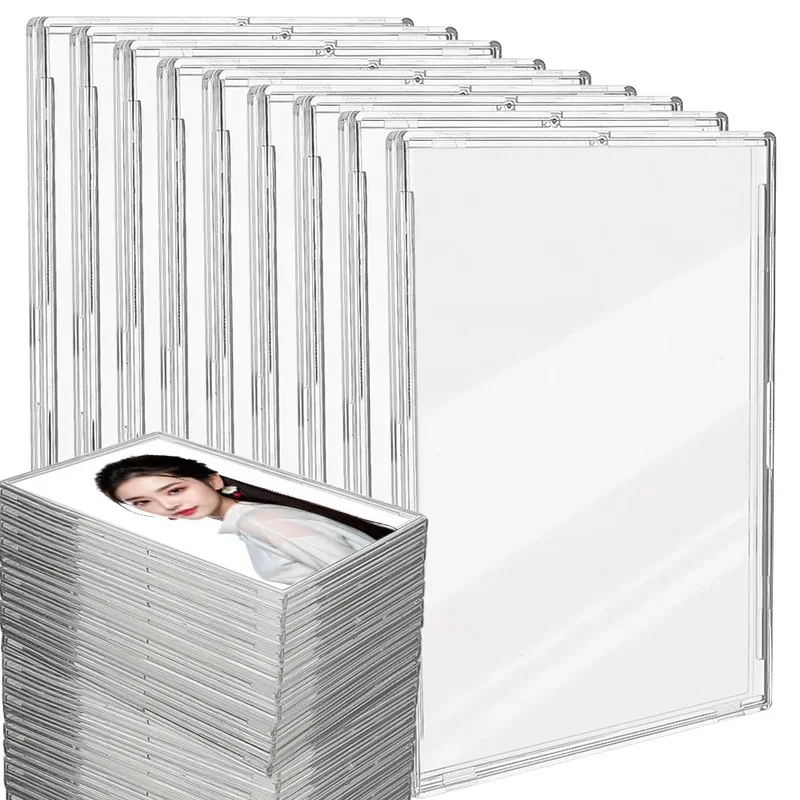Clear Acrylic Card Holder Snap Type Gaming Sports Trading Card Display Case Kpop Idol Photo Protective Sleeves Not Magnetic
