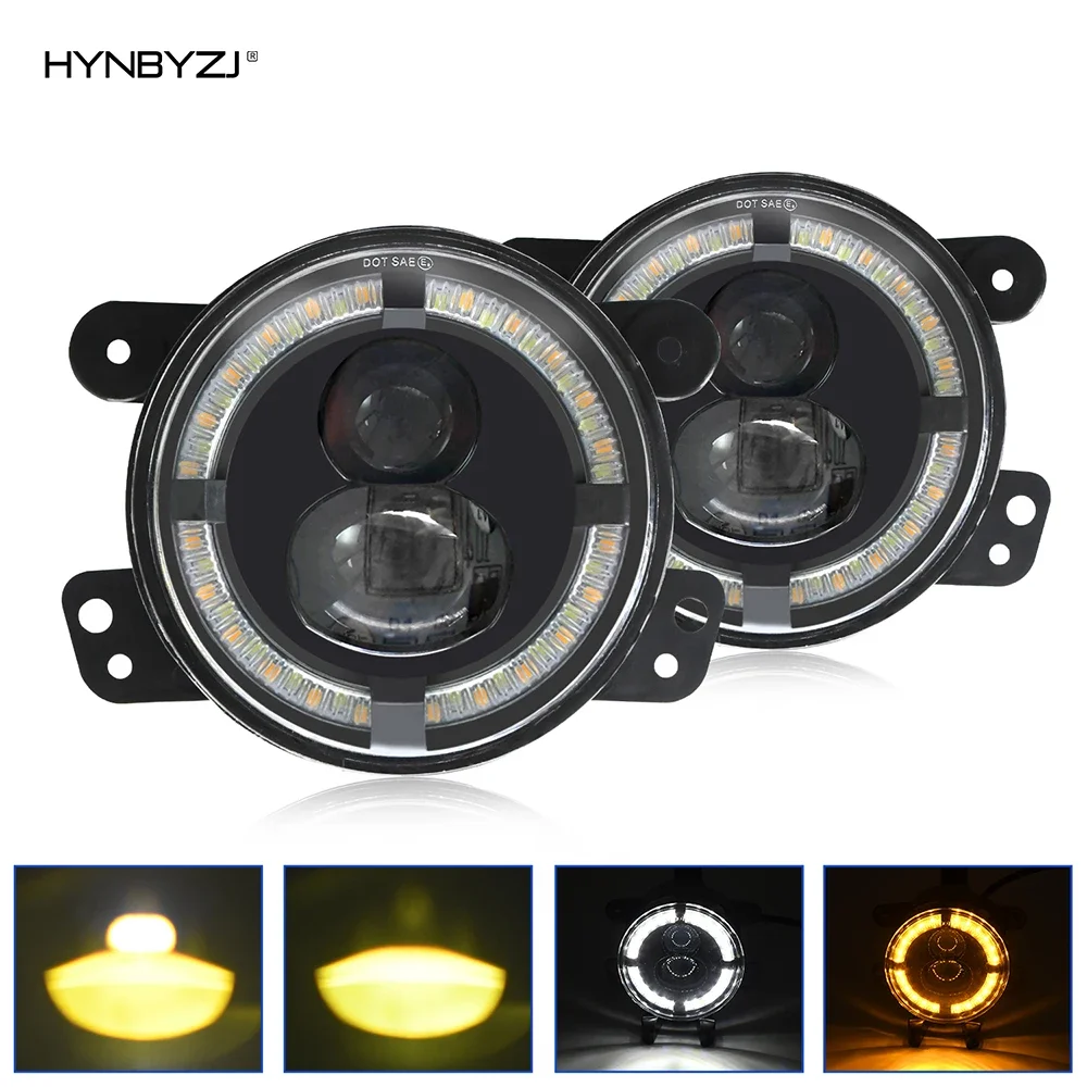 

2PCS 4" Led Fog Lights Halo Ring DRL Off Road Fog Lamp for Jeep Chevrolet Wrangler JK TJ LJ Dodge Journey 200W Yellow White