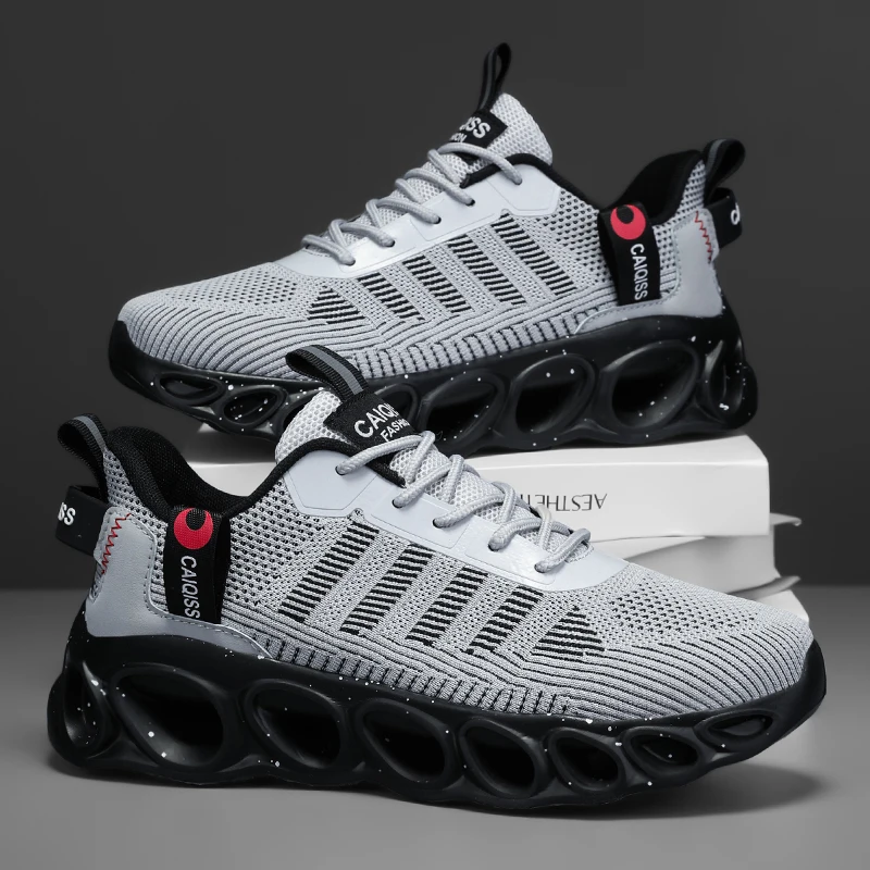 Men's Casual, Fashionable and Comfortable Shock-Absorbing Blade Shoes, Breathable Lace-Up Non-Slip Shoes, Suitable for Jogging, Daily Wear, Gym