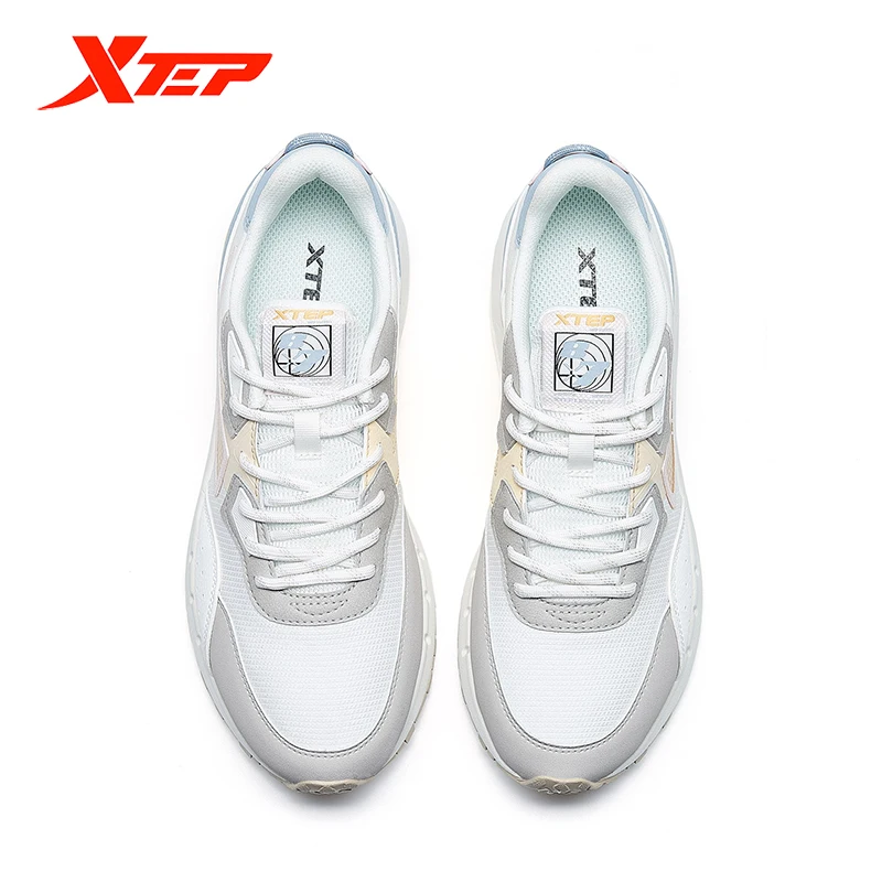 Xtep 70s Women Sneakers Fashion White Shoes Lace Up Sport Shoes Outdoor Jogging Walking Comfortable Casual Shoes 878318320028