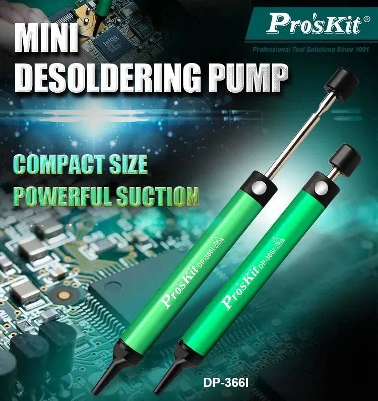 Pro'sKit DP-366I Mini aluminum alloy tin sucker Anti-static Desoldering Pump Compact Size Powerful Suction