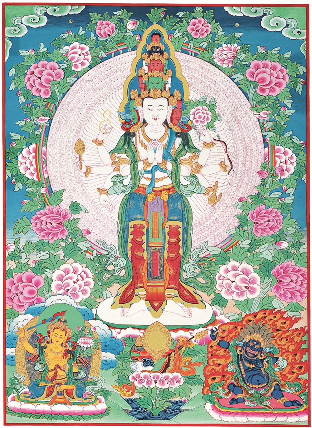 

The Thousand-hand Avalokiteshvara Thangka,Gandhanra Tibetan Buddhist Thangka Art,Giclee Printed and Hand Framed,47" × 32"