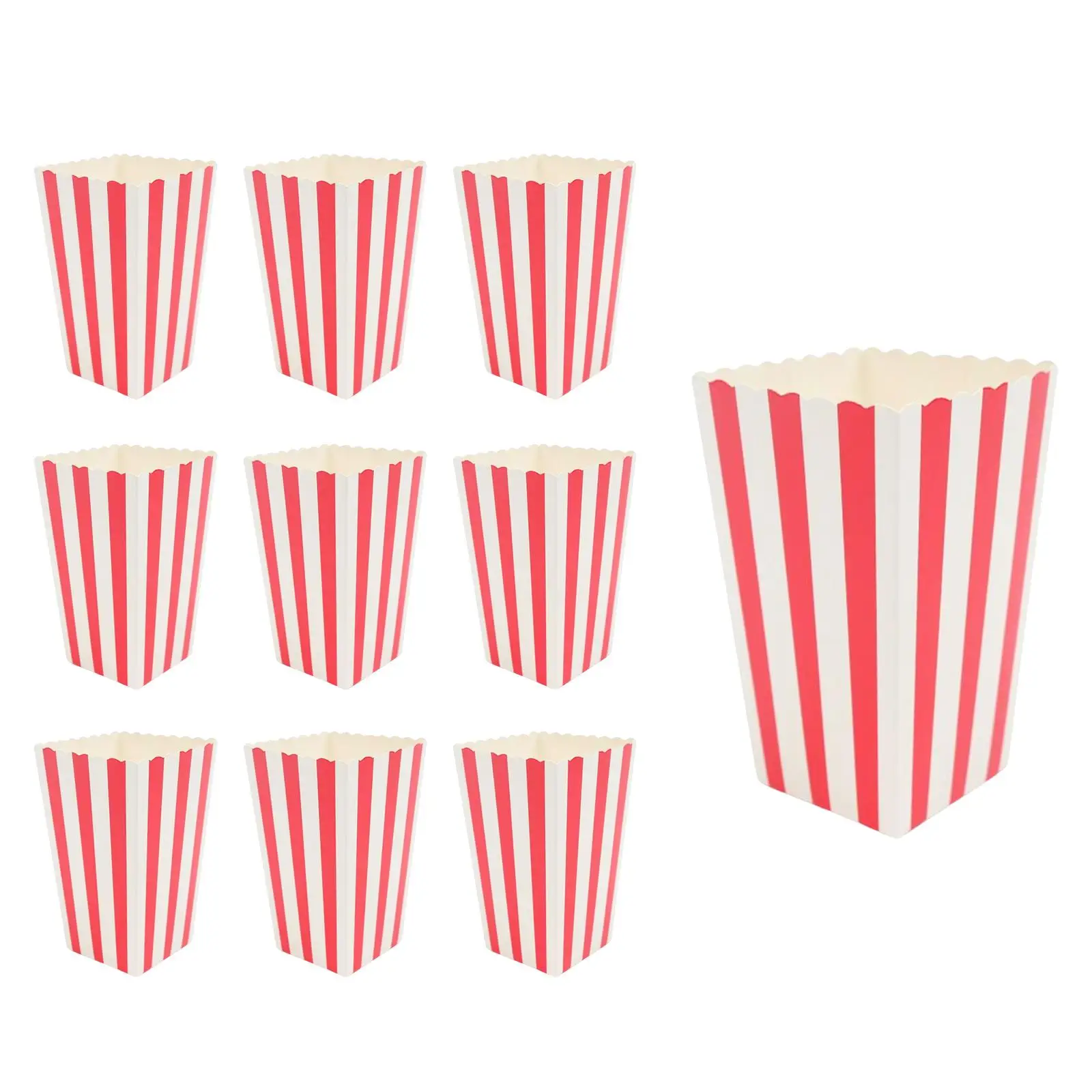 10pcs Candy Cardboard Container Popcorn Boxes Holder for Party Movie Supplies Disposable Popcorn Containers Paper Popcorn Boxes