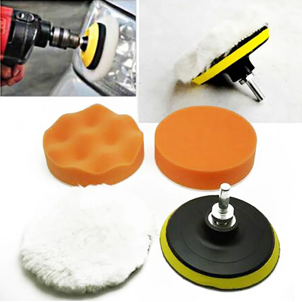 4“ ​Gross ​Polish Polishing Buffer Pad Sponge Compound Waxing Polishing Wheel Tool Sponge Pad Drill Adapter Polisher Kit Set