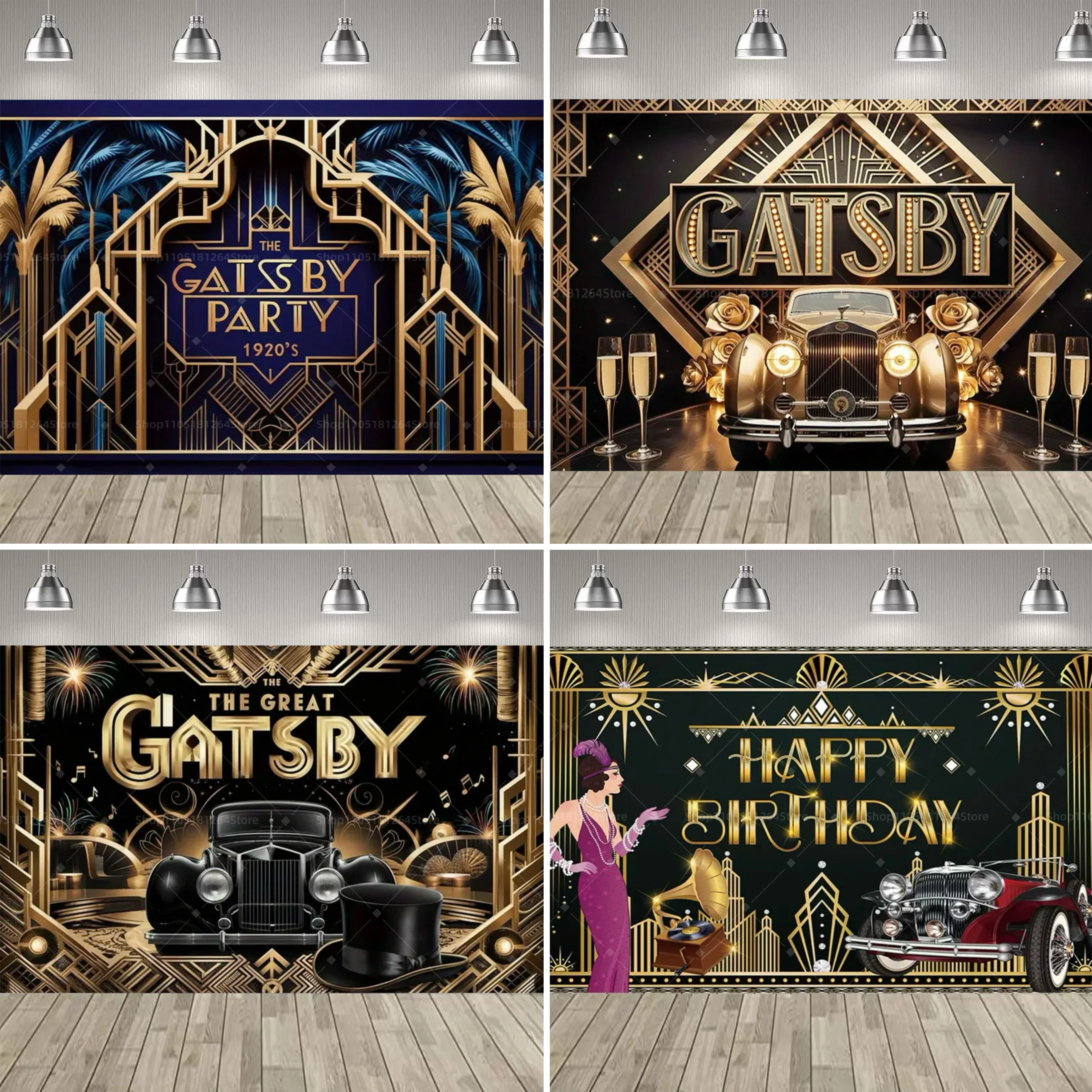 The Great Gatsby-Thema, Party-Dekoration, Hintergrund, 1920er Jazz-Alter, Retro-Schwarz-Gold, Party-Dekoration, Banner, Partyzubehör