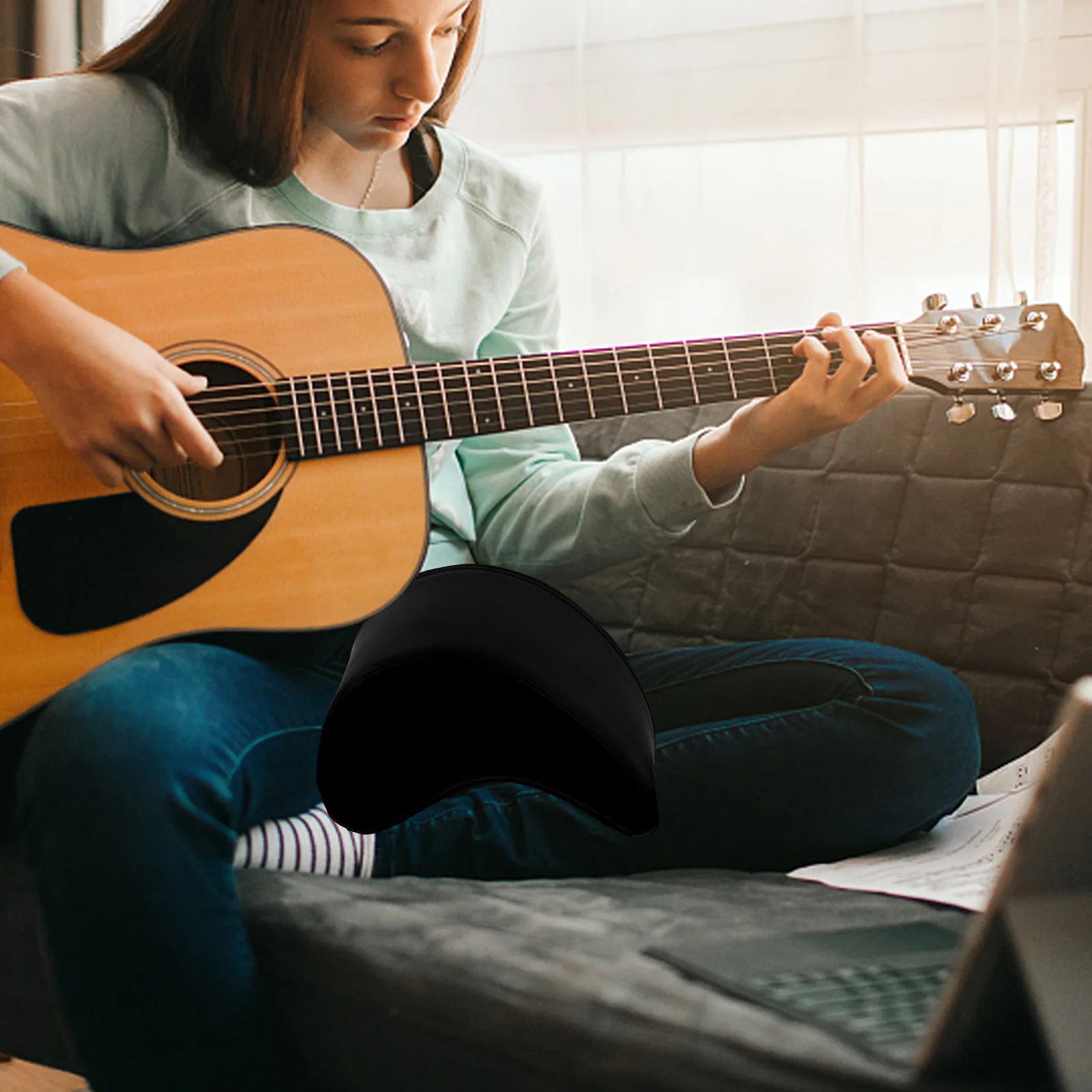 

Adjustable Guitar Cushion Pad Portable Bass Pillow Zipper Cover Comfortable Sponge Mat for Classical Acoustic Guitar