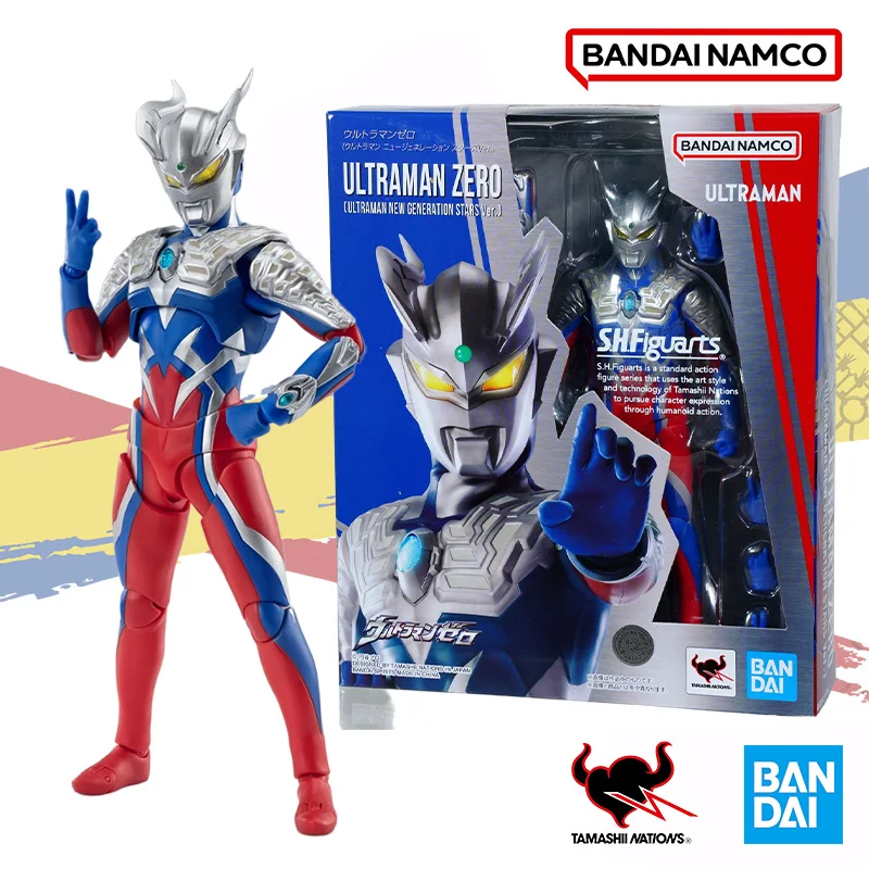 Bandai Original SHFiguarts SHF In shock Ultraman ZERO NEW GENERATION STARS Anime Action Figure Finished Model Toy Gift for kids