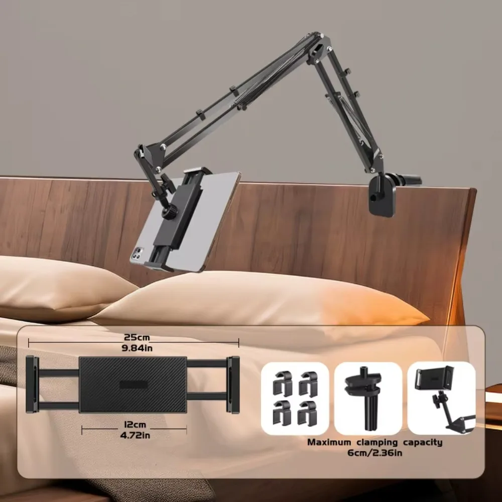 

Adjustable Bed Tablet Holder Rotatable Long Arm Lazy Bracket Metal Clamp Desktop Tablet Stand for 4.7-13" for iPad Mini Air Pro