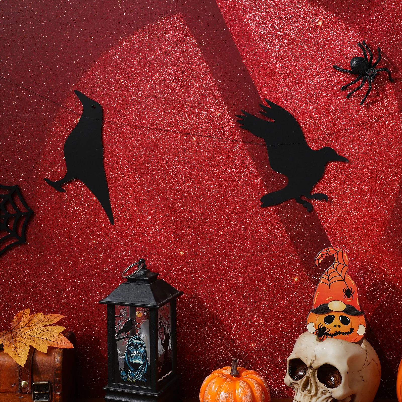 

2 set Black Crow Tassel Garland Halloween Party Decorations Hanging Banner For Window Doorway Wall Festival Home Office