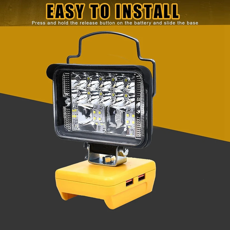 NEW-For Dewalt 20V Li-Ion Battery LED Work Light 3Inch Round Flashlight Portable Emergency Flood Lamp Camping Lamp