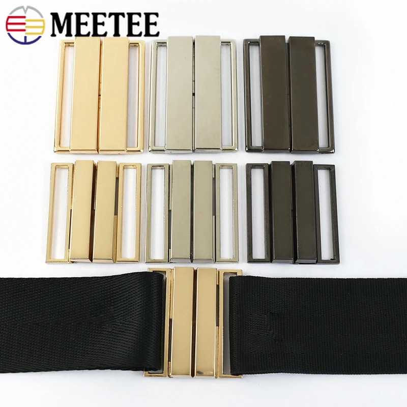 Meetee 1/2/4/5Pcs 40/50mm Coat Belt Buckle Girdle Adjust Clasp Women Cummerbunds Hook Garment Decorative Combination Buckles