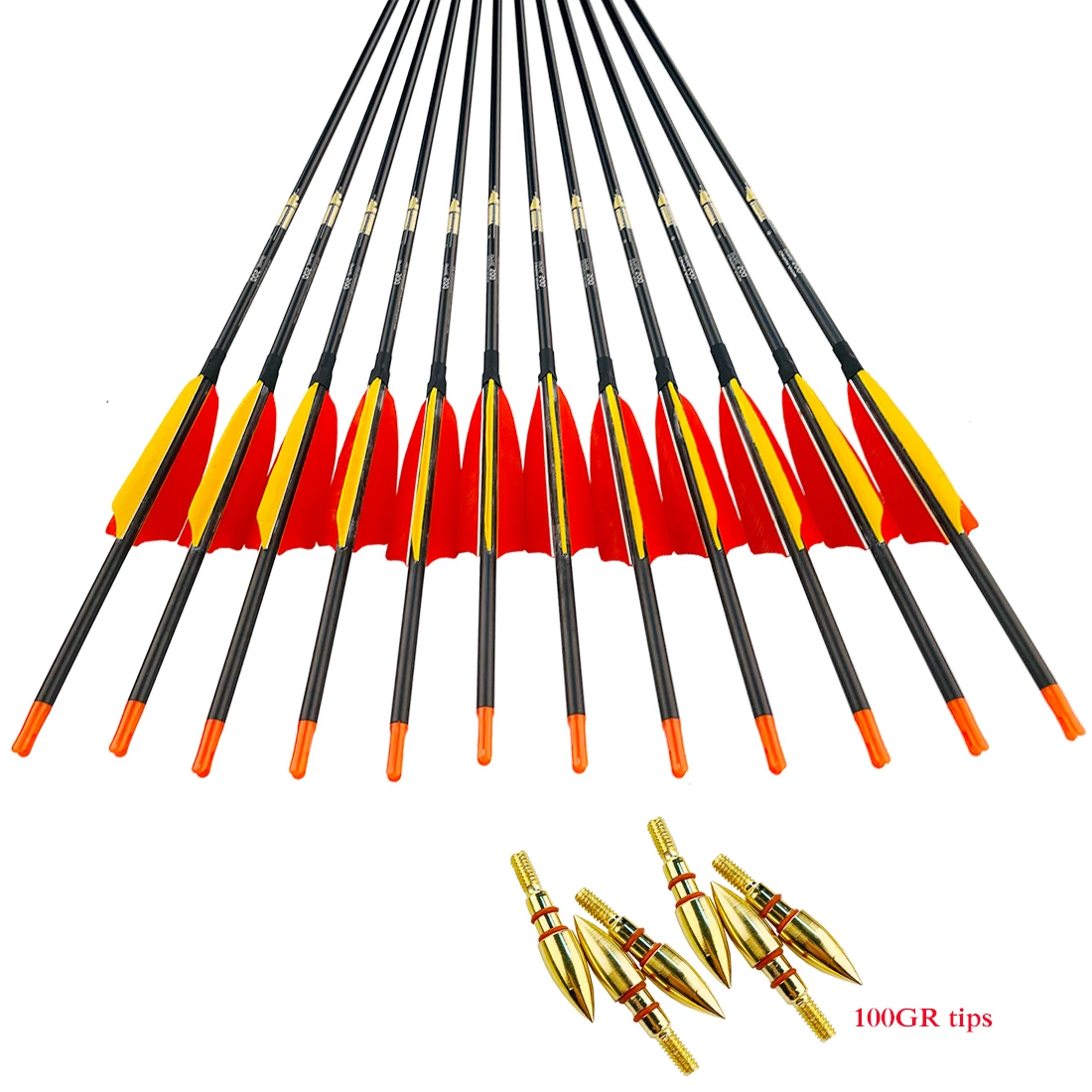 

Linkboy-Pure Carbon Archery Arrows, Recurve Bow Hunting, Fast Shooting, Nock Arrows, Spine300-800, ID6.2mm, 12Pcs