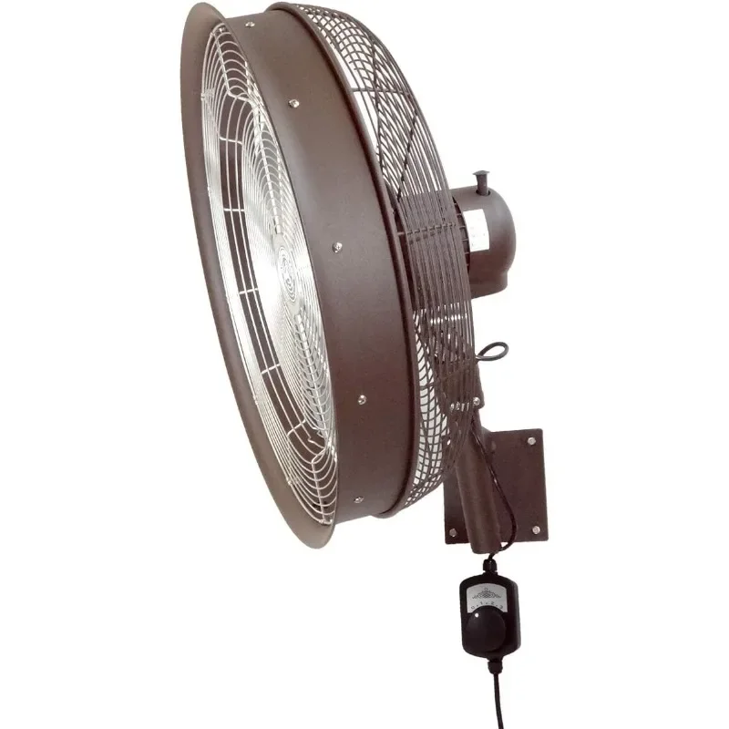 HydroMist Oscillating Wall Mounted Outdoor-Rated Fan, 3-Speed Control on Cord, Alum Fan Blade, Mounting Bracket