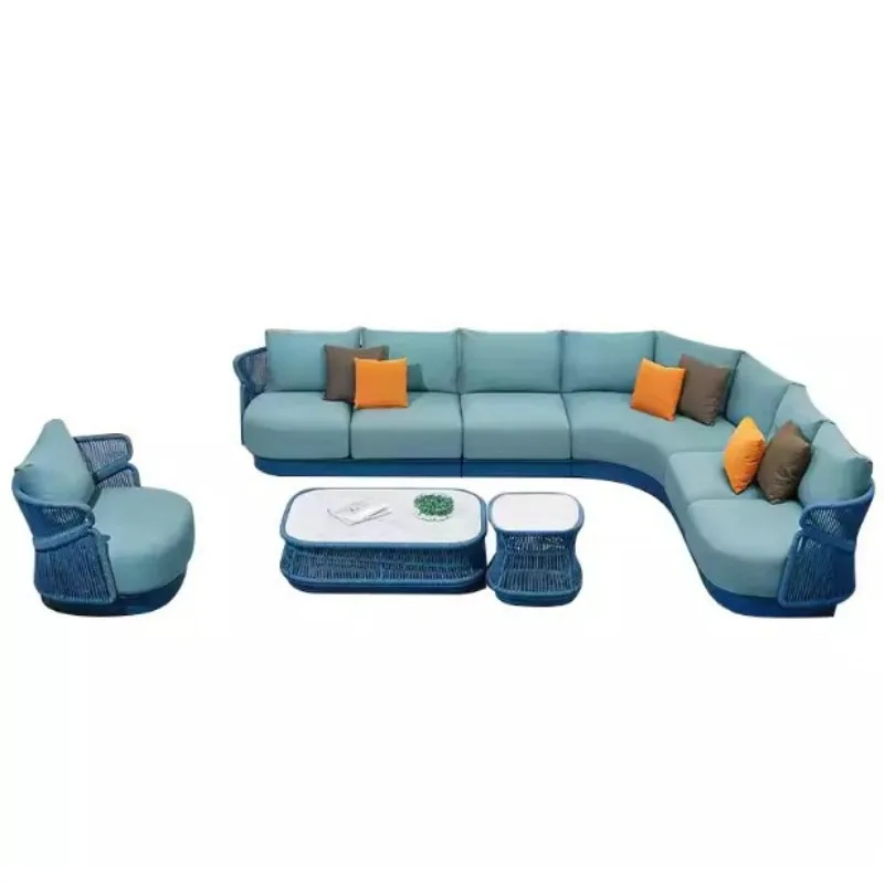 Sofa waterproof and sunscreen outdoor rattan chair terrace teak coffee table creative y
