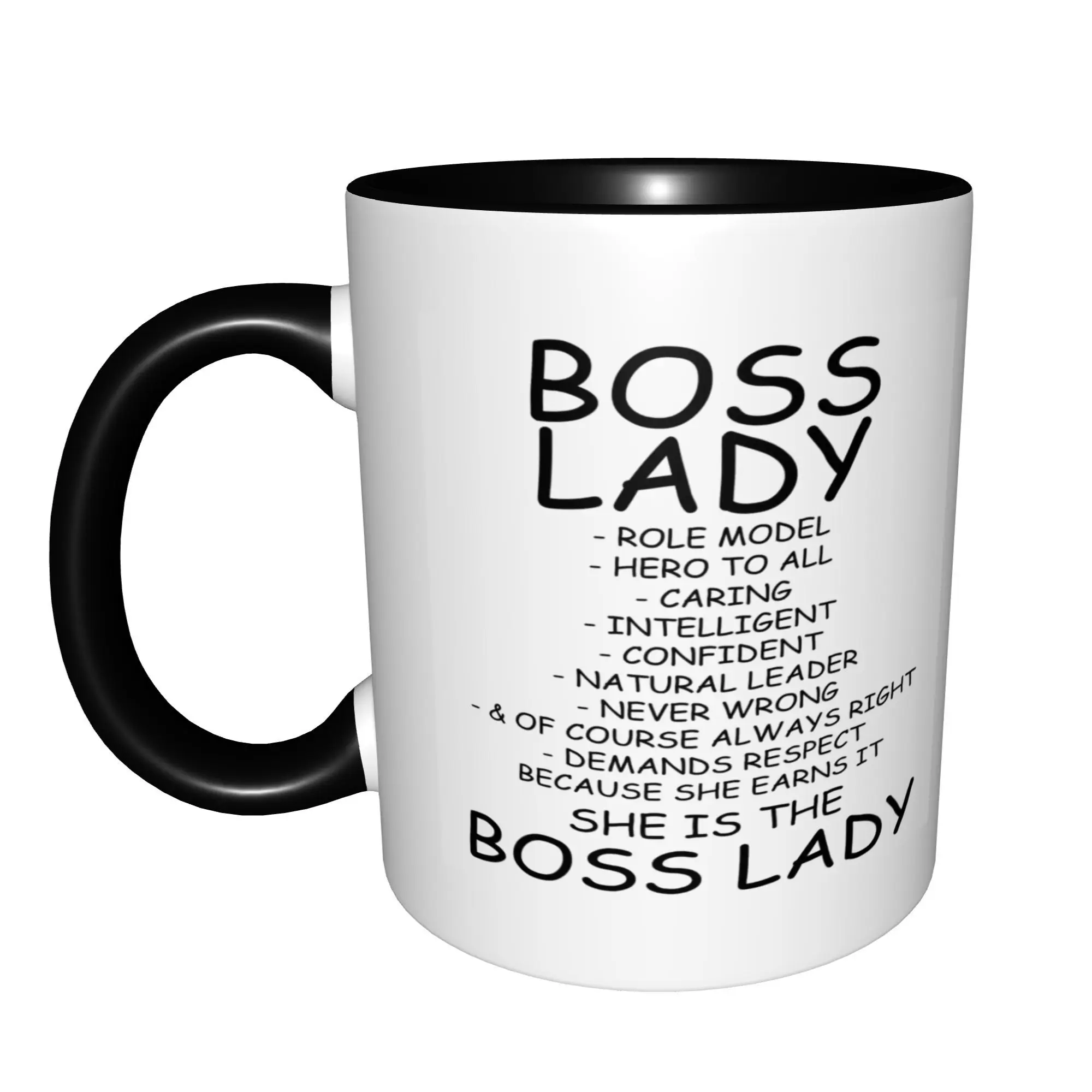 Boss Lady For Her, Sarcasm Inspirational Gifts for Coworkers Mugs With Black Handle Birthday Coffee Mugs Ceramic Tea Cups 11oz