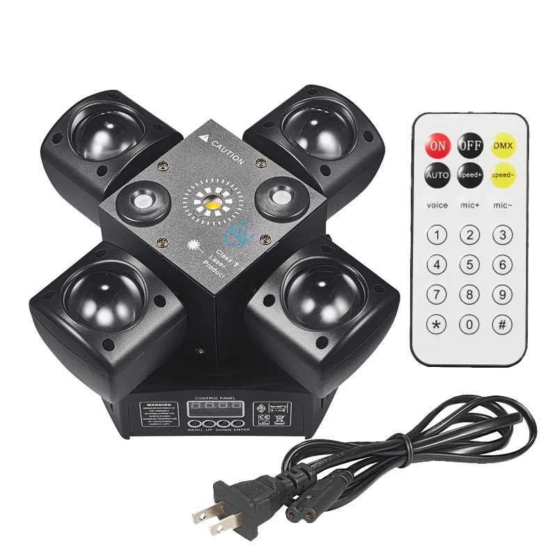 New DJ Lamps LED 48W Beam Stage Disco Party Bar Show Light Four Arms Moving Head Laser Light Remote Control