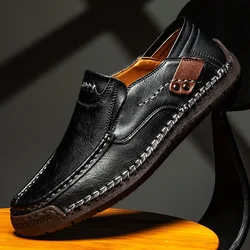 2024 Genuine Leather Men Handmade Casual Shoes Luxury Brand Men Loafers Breathable Slip on Italian Driving Shoe Chaussure Homme