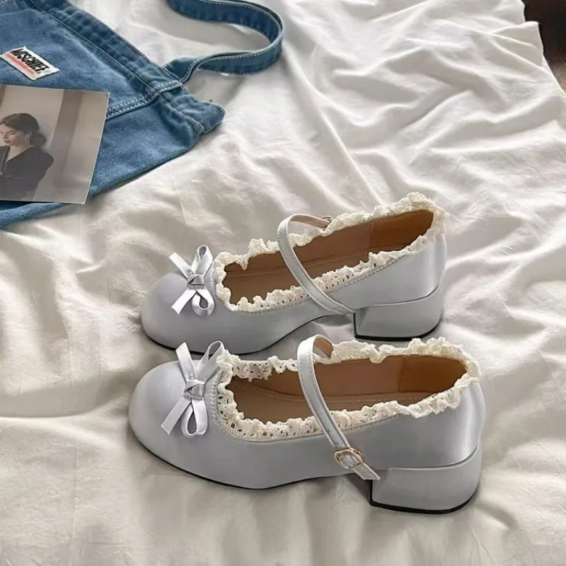 Designer White French Ballet Shallow-mouthed High Heels for Women, New Summer Height-increasing Single Shoes Mary Jane Shoes - view 2