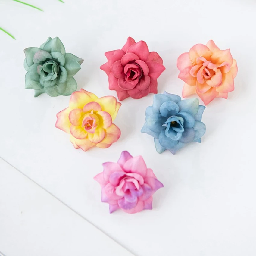 20Pcs Silk Small Rose Head Multicolor Artificial Flowers For Christmas Wreath Decoration Home vase Wedding DIY Brooch Candy Box