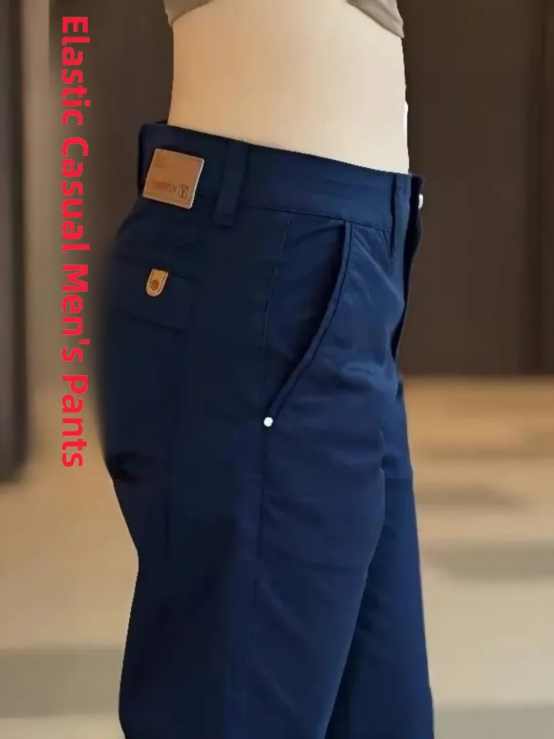 

Men's Casual Straight Leg Trousers Elastic Waist Busin Dad Clothes Workwear Pants Spring Autumn Winter Polyester Fiber