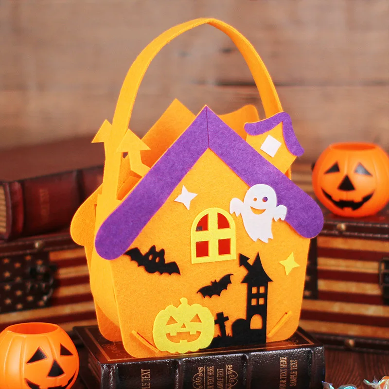 Halloween Criativo Brinquedos Infantis, Abóbora Hand-Held Candy Bag, Jardim de Infância Montessori, Handmade DIY Material, Kit Artesanato