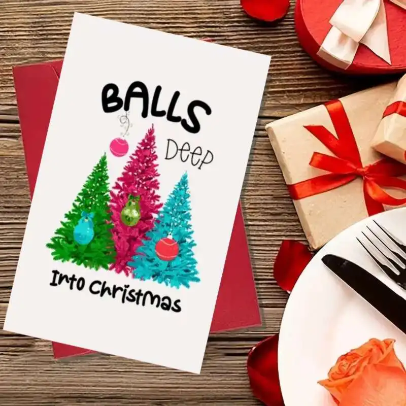 

Relatives and Friends Happy Christmas Card Family Children Holiday Celebration Color Creative Red Envelope Cartoon Gift Card