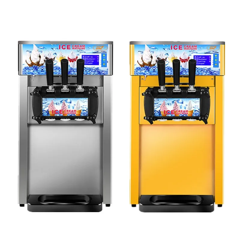 

Desktop Tri Color Stainless Steel Ice Cream Maker With English Operating System Dessert Sweet Cone Vending Machine