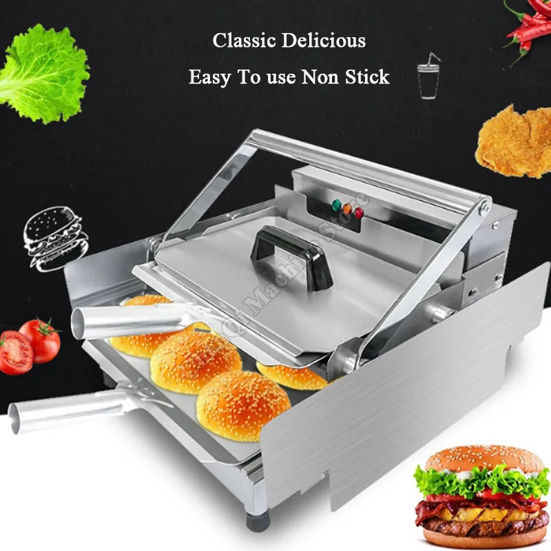 Bak Burger Machine Biefstuk Commerciële Elektrische Hamburger Embryo Bakoven Broodgrill Dubbele Lagen Sandwich Broodrooster