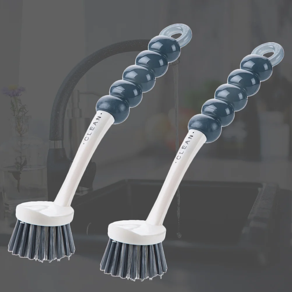 Brosse à vaisselle en plastique souple avec poils de poignée, nettoyeur de cuisine, pot, livres, outil, 2 pièces