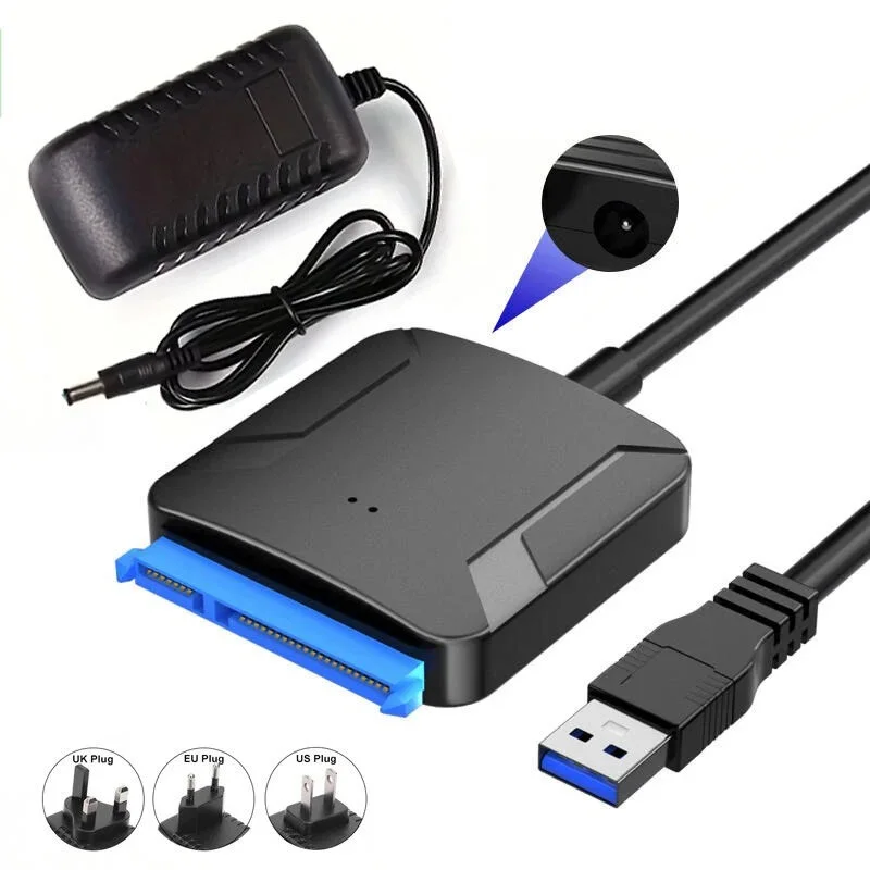 

Кабель-переходник Hannord USB 3.0 в SATA, вилка стандарта ЕС/США/Великобритании, поддержка быстрой передачи данных, 2,5/3,5-дюймовый внешний адаптер SSD HDD для жесткого диска