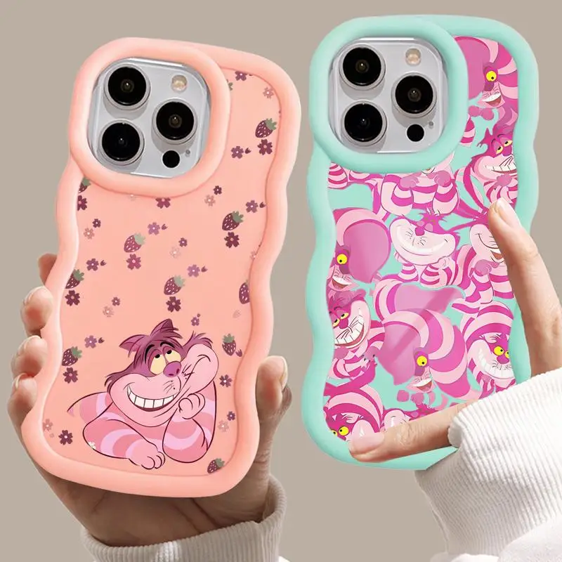 Alice In Wonderland Cheshire Phone Case for Apple iPhone 15 Pro Max 13 14 13 Pro 11 12 7 8 Plus XS MAX 14 Plus Soft Waves Shell