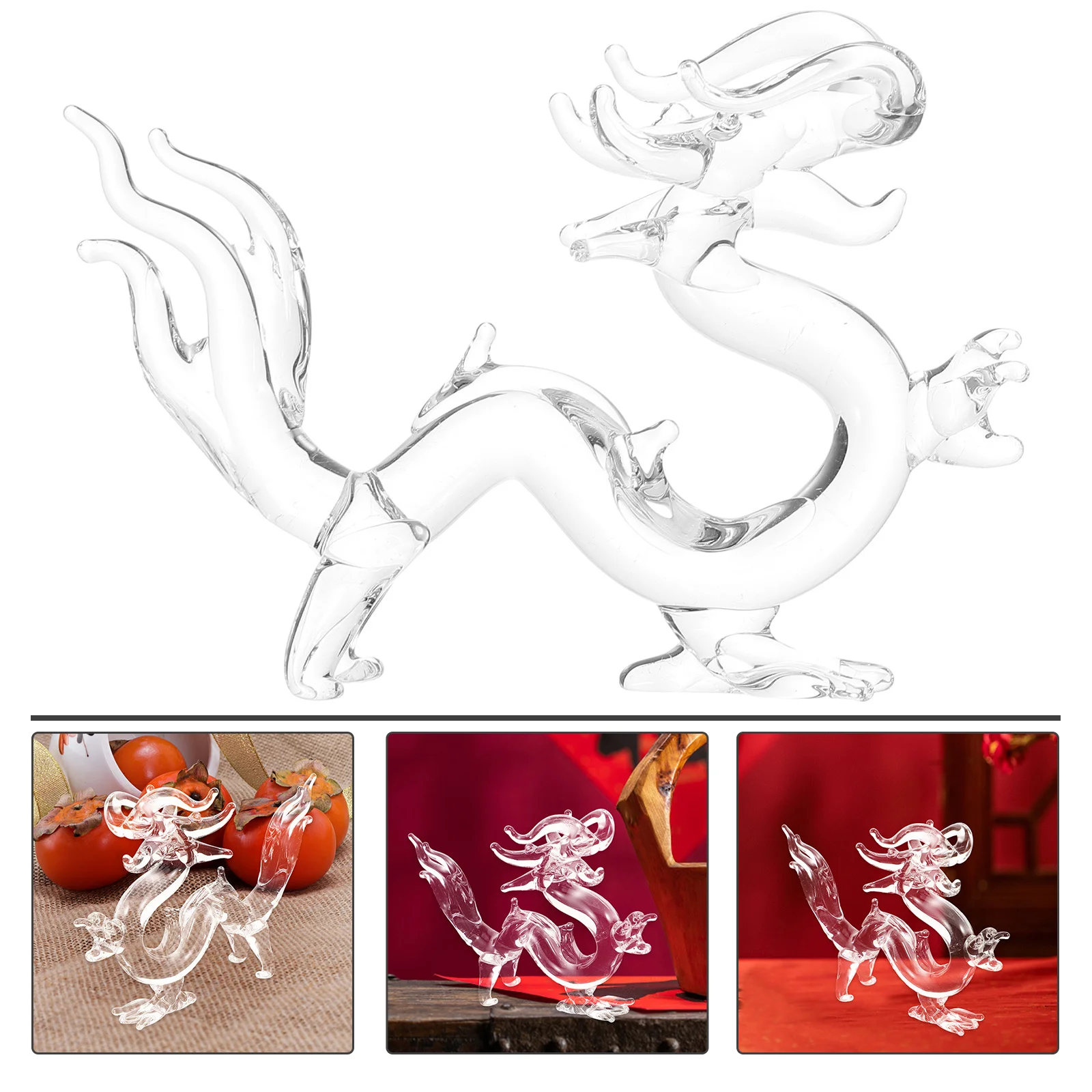 

Crystal Zodiac Dragon Sculpture Desktop Mini Animal Decoration for Office Study Room Zodiac Dragon Figurine Crystal Crafts Decor