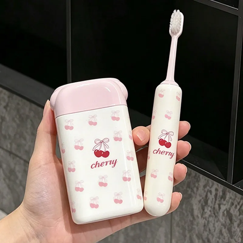 Sweet Cartoon Cherry Travel Toothbrush Box Dual Purpose Detachable Wash Storage Case For Business Trip Camping Bathroom