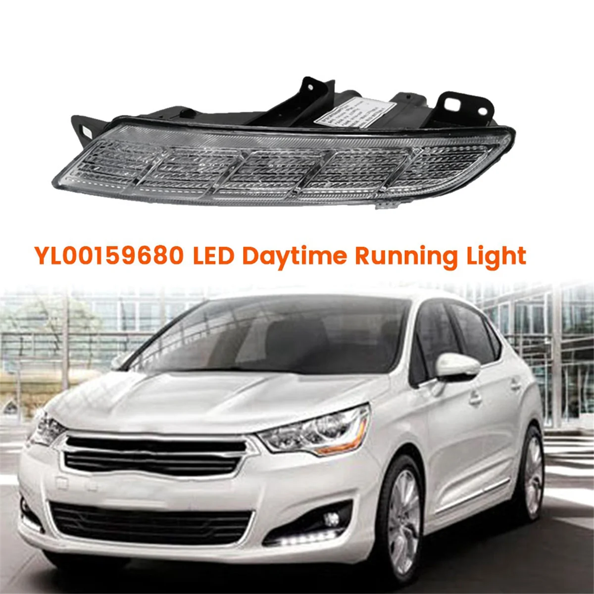 Car Front Bumper LED Daytime Running Light for Citroen C4L B73R C4L 2012-2019 Headlights Fog Lamp YL00159680 Right