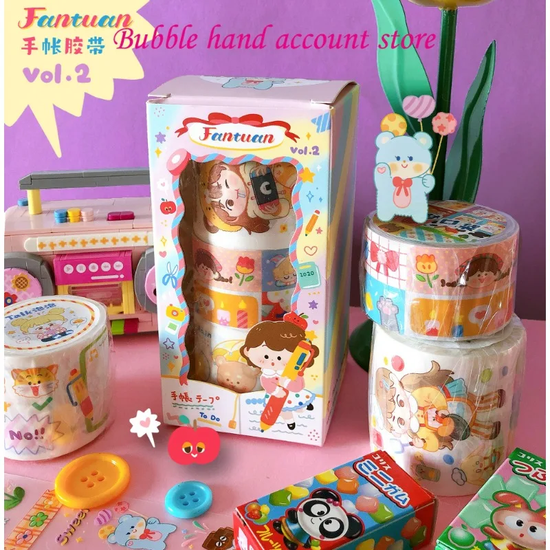 hand tent and paper hand tape children's stickers, original design, cute cartoon daily collage materials whole roll