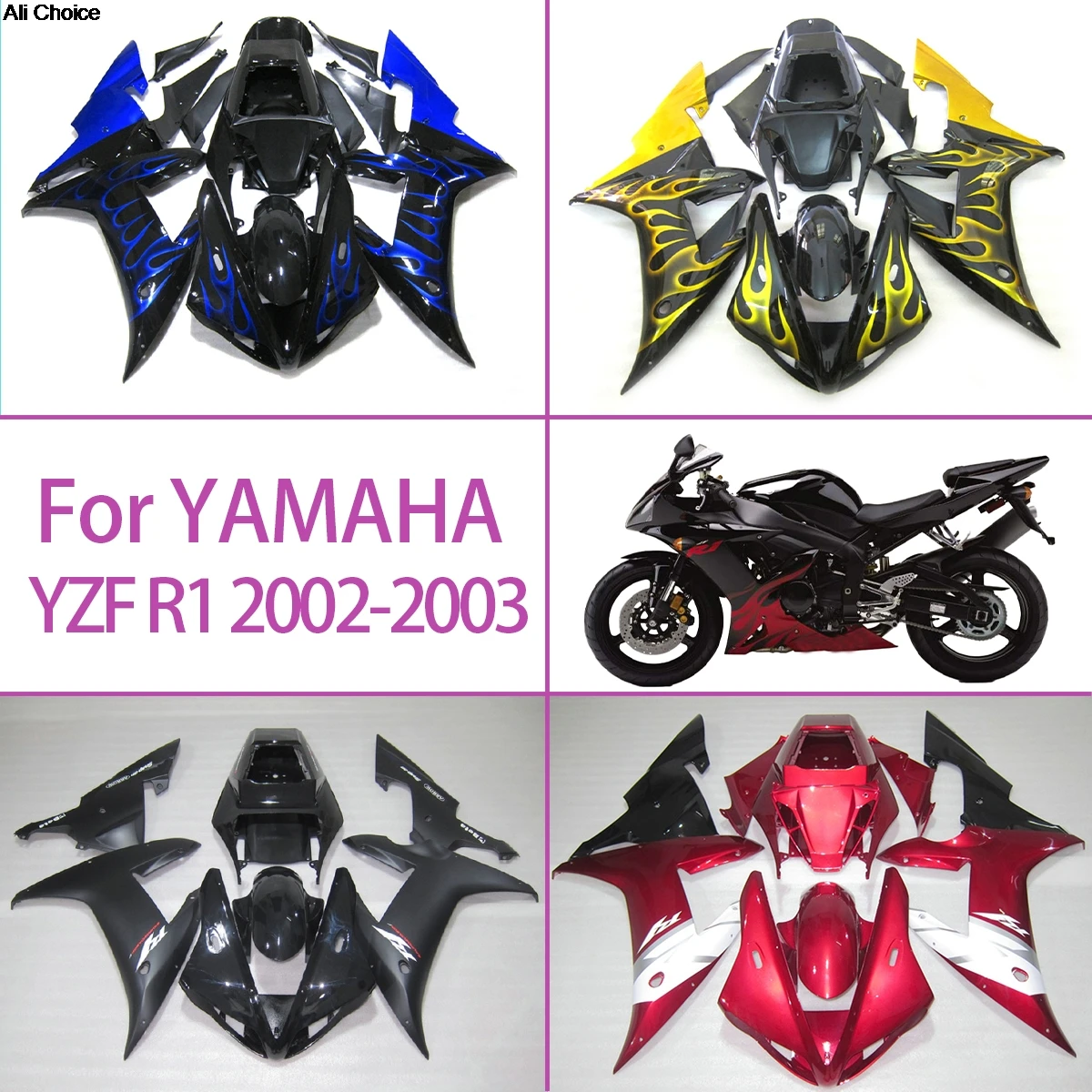 

ABS Fairings 2002 2003 YZF R1 Motorcycle Fairing Panels Quality Black Blue Fit For Yamaha 02 03 YZF R1